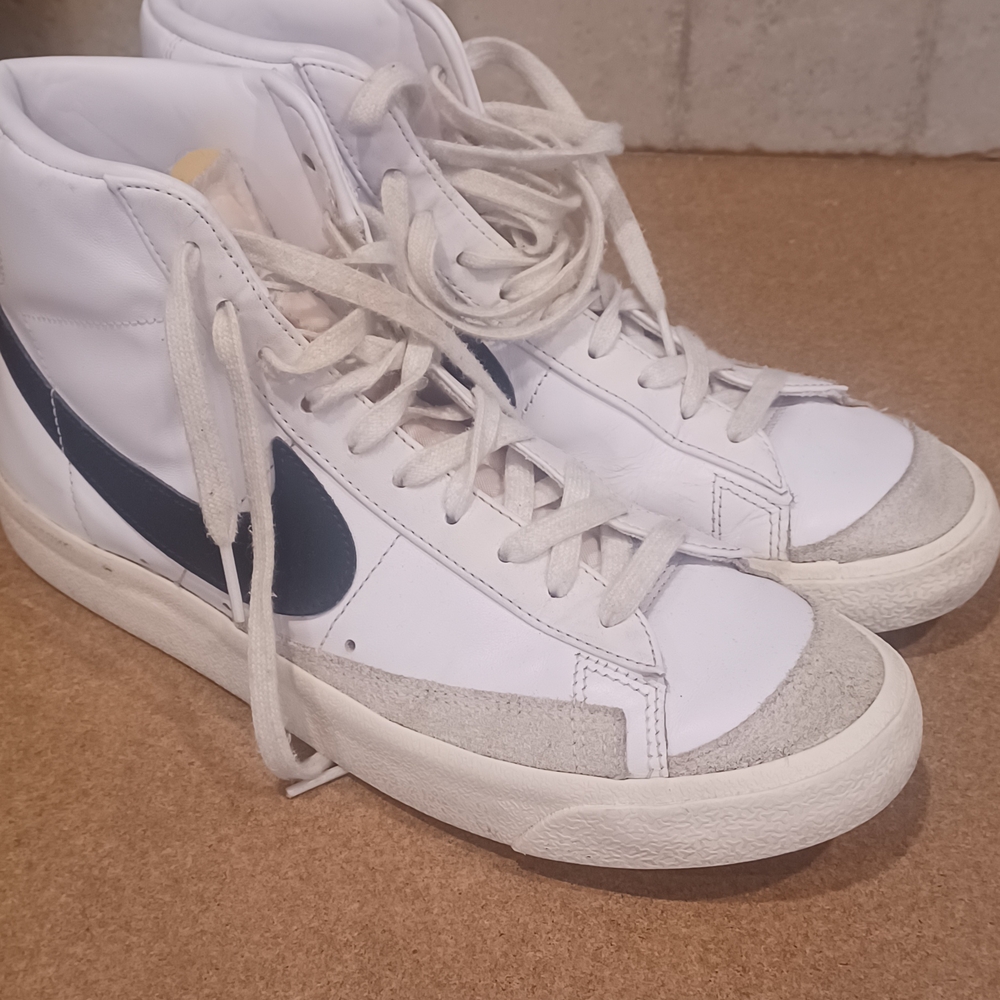 White and Black Nike Blazer High-Top Sneakers